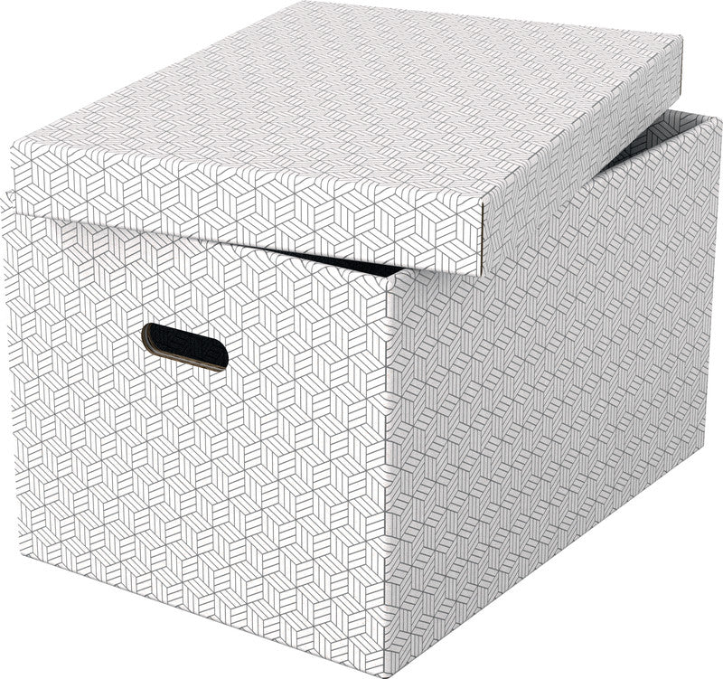 Esselte Archivschachtel A3 – Karton, weiss, mit Griffloch, 355 × 305 × 510 mm, 3er Pack