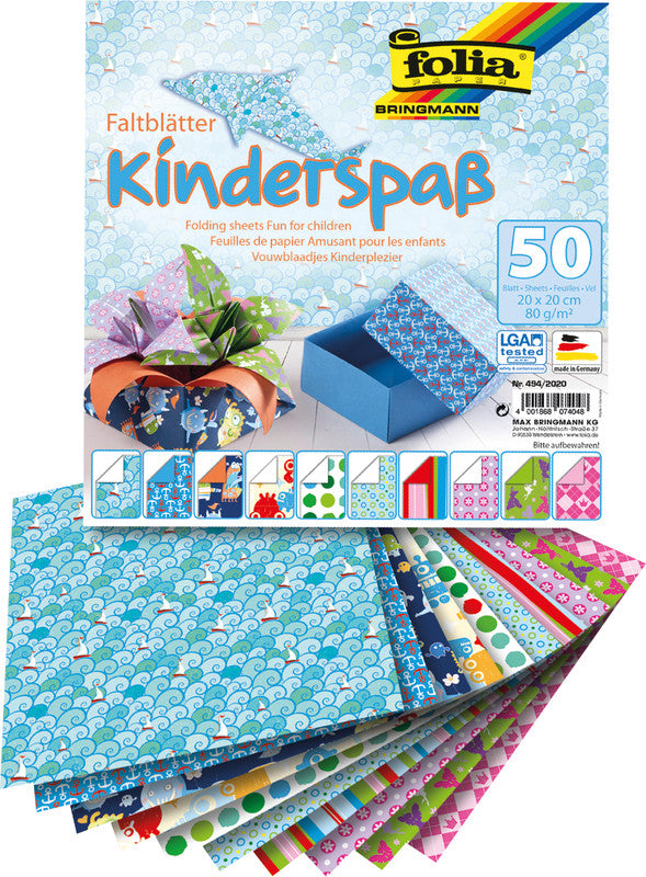 Folia Faltblätter – 200 × 200 mm – 80 g/m² – sortiert – 50 Blatt