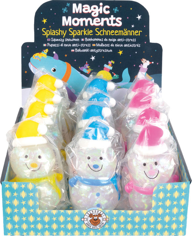 Trendhaus Magic Moments Stressball Schneemann – 5 × 10 × 5 cm, mit Wasser- und Glitzerfüllung