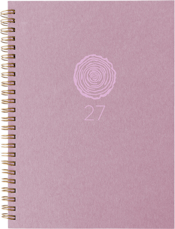 Biella Dispo Term Natural Agenda – 1 Woche/2 Seiten, Wire-O, 14,5 × 20,5 cm, 2027, Mehrsprachig, Rosa