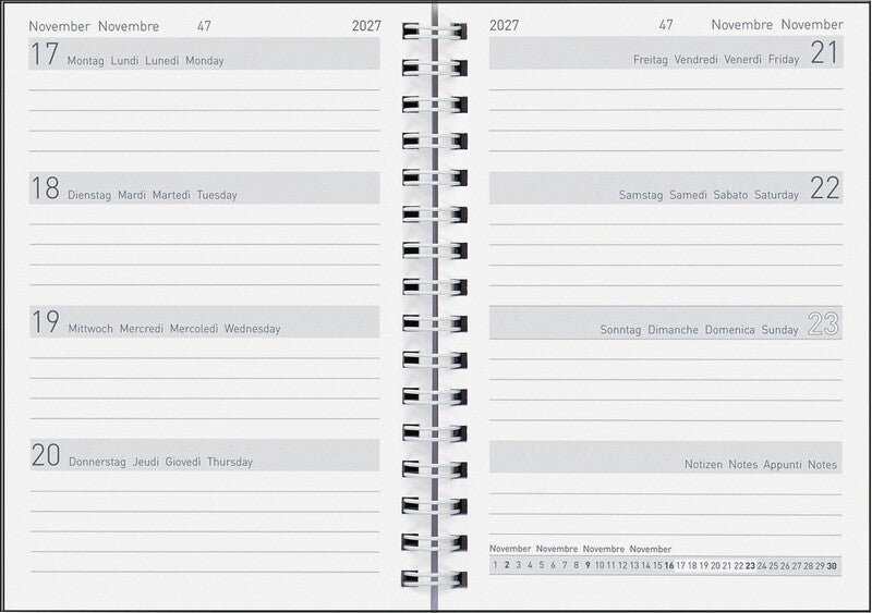 Biella Memento Kalender-Einlage – 1 Woche/2 Seiten, 10,1 × 14,2 cm, 2027