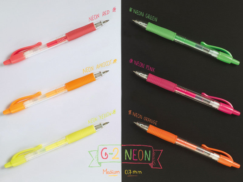 Pilot G-2 Gelschreiber – Neon Apricot, 0,7 mm, für dunkles Papier, Druckmechanik, nachfüllbar
