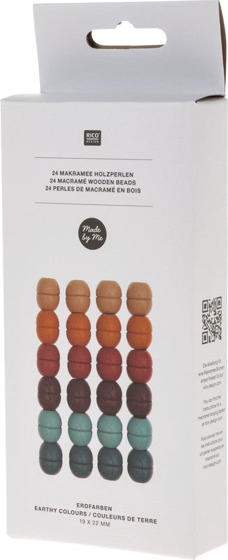 Rico Design Holzperlen – Ø 19 mm, Loch-Ø 8 mm, mehrfarbig, 24 Stk.