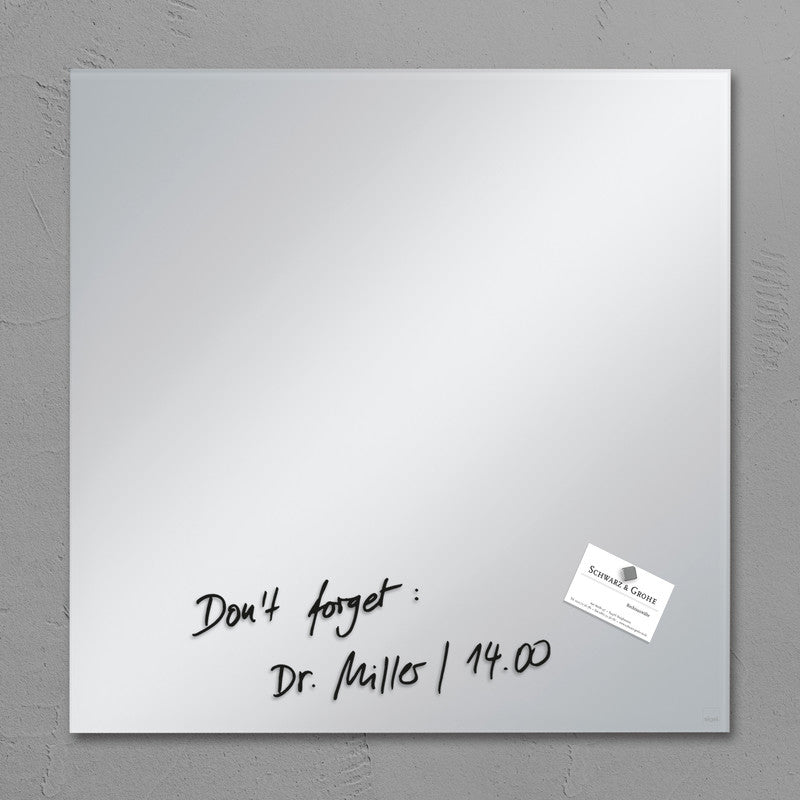 Sigel Whiteboard – 48 × 48 cm, Glas, magnetisch, Wandmontage, inkl. Magnete, Montagesatz