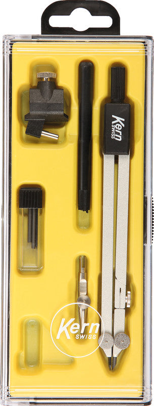 KERN Wandtafel-Zirkel – Schenkellänge 15 cm, Radius 20 cm, Aufnahme bis 3,5 mm, Messing, Silber