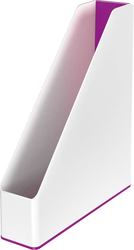Leitz WOW Stehsammler – für A4, weiss/violett, Polystyrol (PS), B 73 × H 318 × T 272 mm