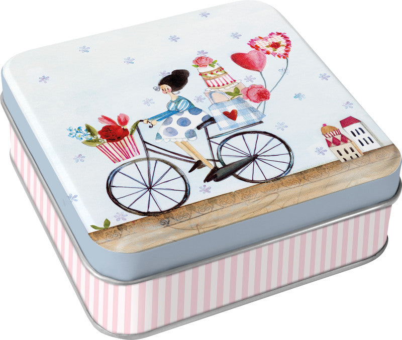 Grätz verlag Geschenkbox – Fahrrad – lebensmittelecht, Metall – 105 × 35 × 105 mm