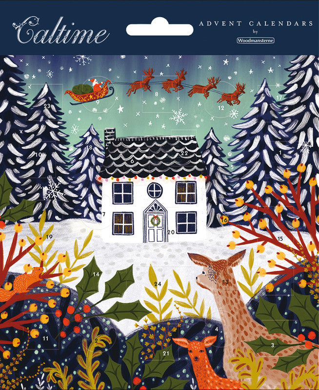 Caltime Adventskalender Waldhaus, sortiert, Karton, 16 × 16 cm, recyclingfähig – eco:plus