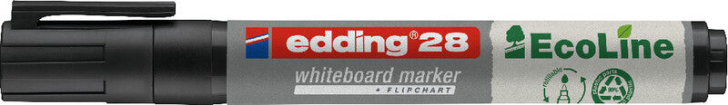 Edding Whiteboard-Marker 28 EcoLine – Rundspitze 1,5-3 mm – Schwarz – trocken abwischbar