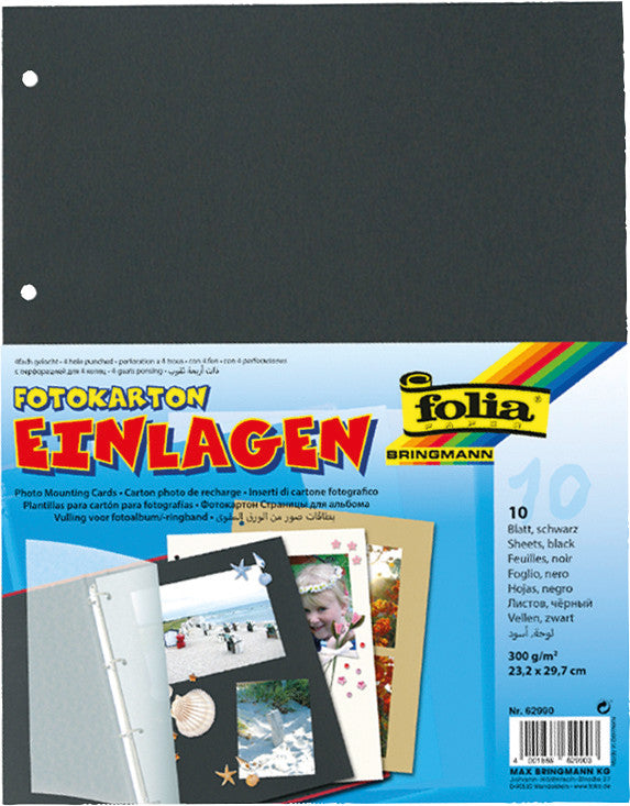 Folia Fotokarton – Schwarz – 23,2 × 29,7 cm, 300 g/m², 10 Bogen