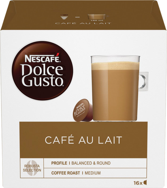 Nescafé Dolce Gusto Kaffeekapseln Café au Lait – für Dolce Gusto – 16 Kapseln