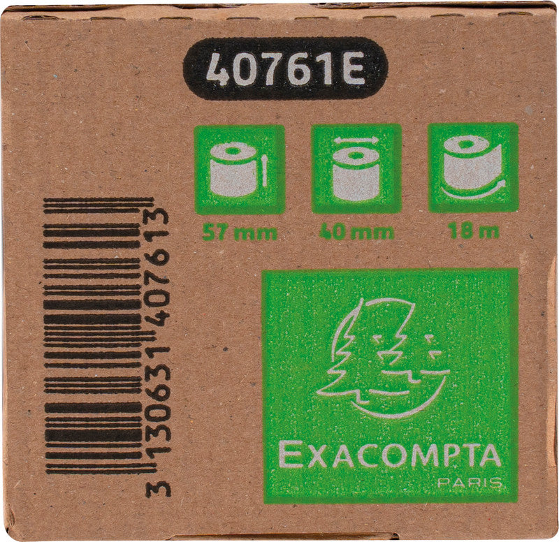 Exacompta Thermorolle 57 mm × 18 m, ohne Kern, Ø 40 mm, phenolfrei