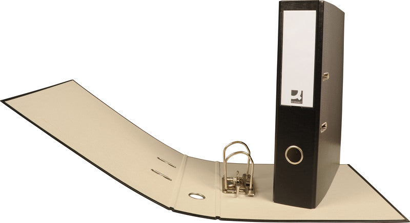 Q-connect Ordner – A4 hoch – 2-Ring Hebelmechanik, Rücken 70 mm – schwarz, mit Griffloch, FSC