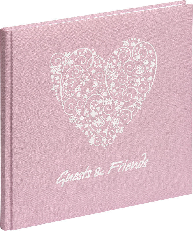 Pagna Guests & Friends Gästebuch – 250 × 250 mm – 144 Seiten – gebunden, Stoffeinband, rosé
