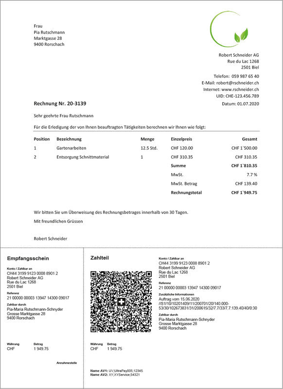 Simplex Formular – Swiss QR, A4, 90 g/m²