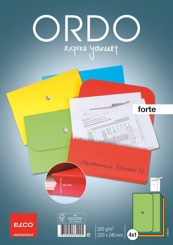 Elco Sammelmappe für A4, Karton, sortiert, Klappe