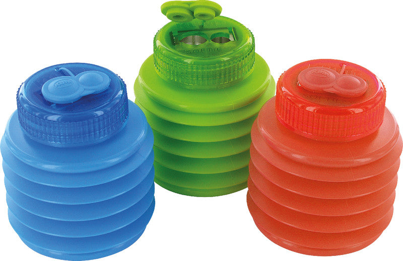Kum Spitzer – manuell, 2-Loch, mit Behälter, für Blei- und Buntstifte Ø 8 und 11 mm, Kunststoff, assortiert