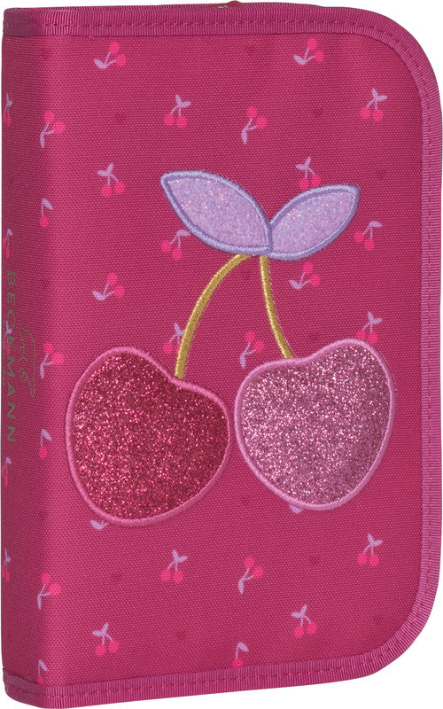 Beckmann Klassisches Schüleretui mit 2 Klappen, gefüllt, 21-teilig – Cherry – Kunststoff – 20,5 × 13,3 × 3,8 cm