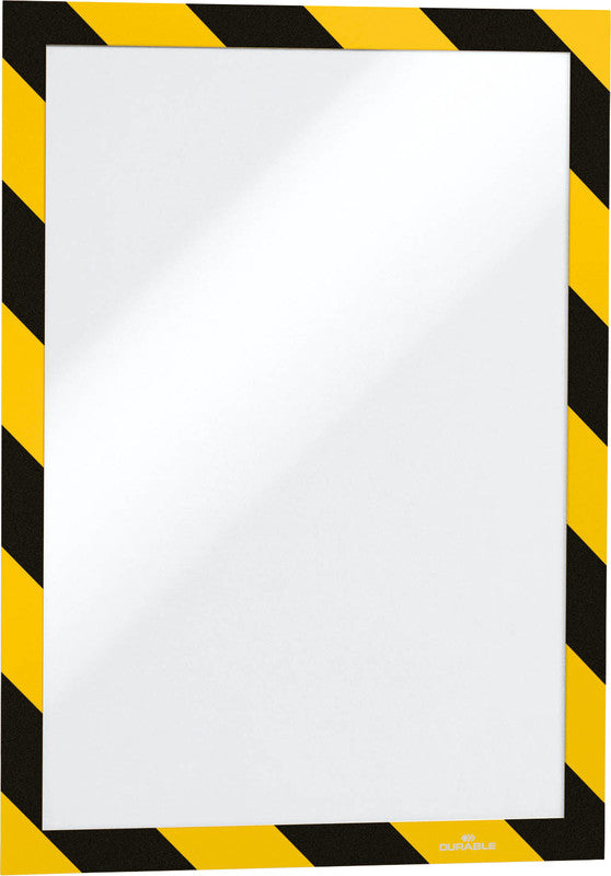 Durable DURAFRAME Sicherheits-Magnetrahmen – A4 – gelb/schwarz – 5er-Pack