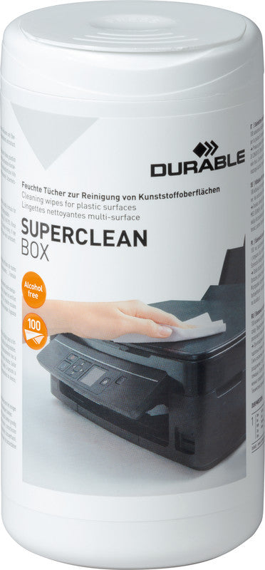 Durable Reinigungstücher, alkoholfrei – für Oberflächen und Gehäuse von Computern, 100 Stk.