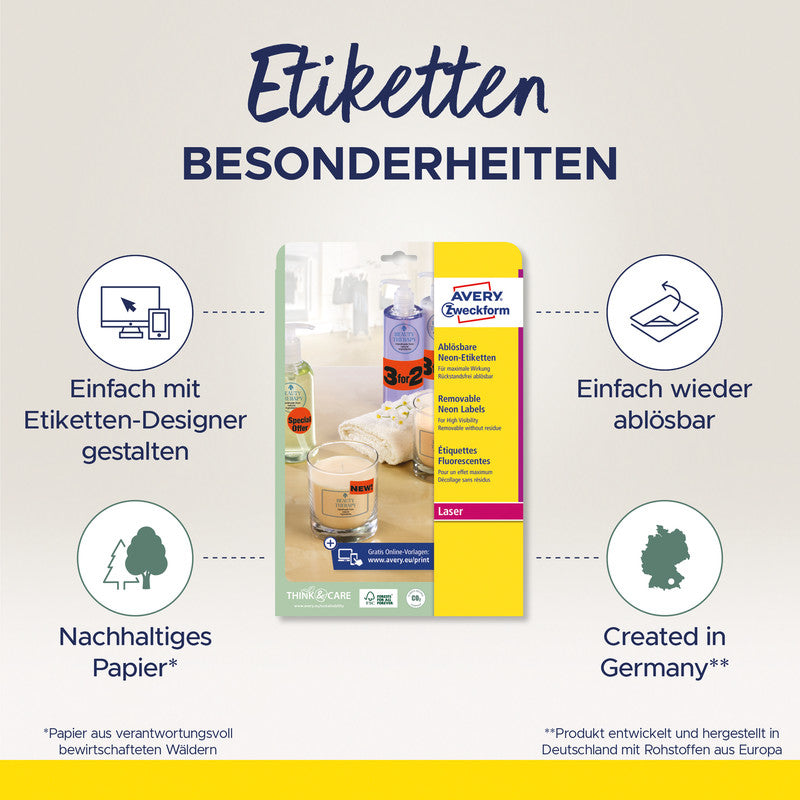 Avery Schmucketiketten – Motiv Kreis, Rot – ablösbar