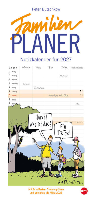 Heye Familienplaner Butschkow – für Familien – 5 Spalten – Deutsch – 2027 – 21 × 45 cm