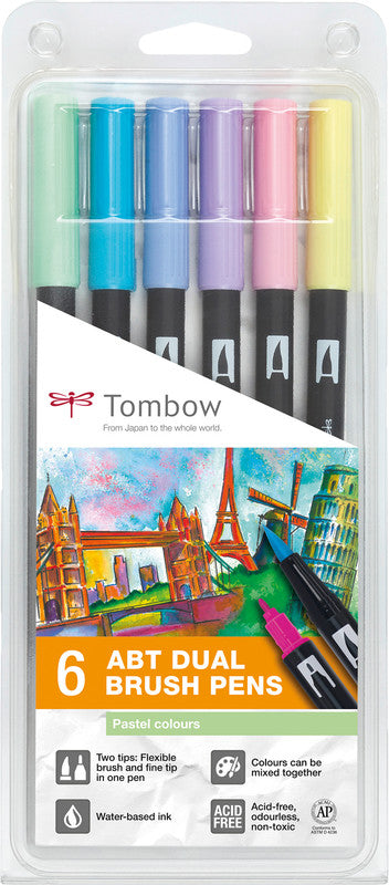 Tombow Filzstifte ABT, auswaschbar, 6 Farben