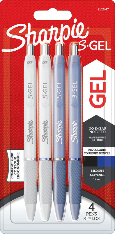 Sharpie S-Gel Gelschreiber 4er Set – 4 Farben, 0,7 mm, schnelltrocknend, Druck, nachfüllbar