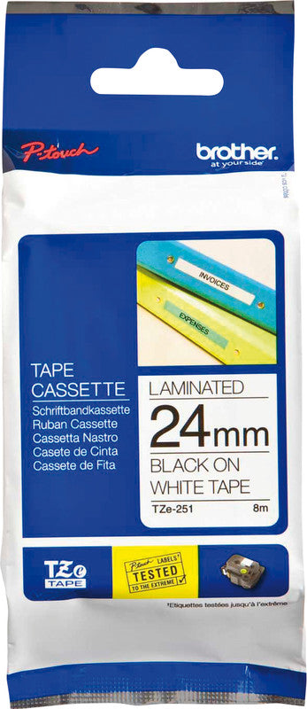 Brother Schriftband – 24 mm × 8 m, weiss, schwarz