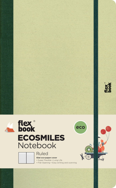 Flexbook Ecosmiles Notizbuch – 130 × 210 mm – Liniert 6 mm – 192 Seiten – 100 g/m² – Flexcover, Hellgrün