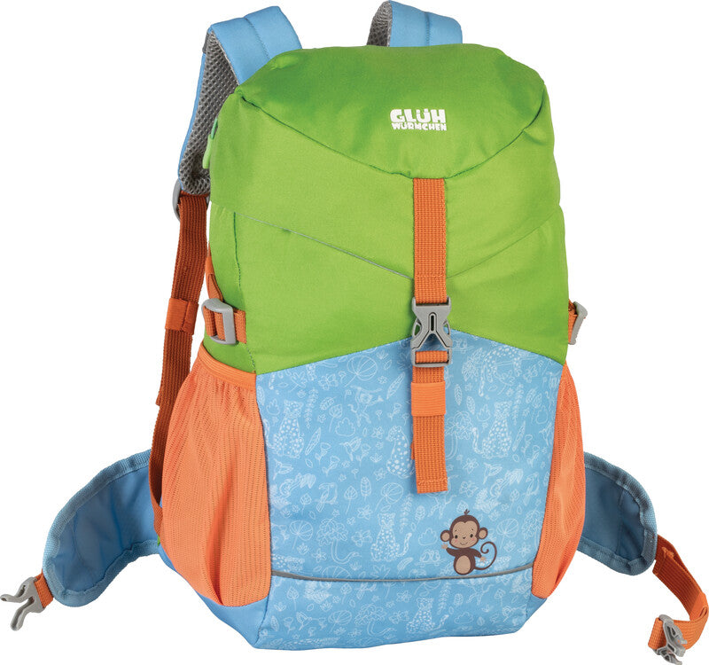 Glühwürmchen Kindergartenrucksack Mika – 12 l, mit Hüftgurt, Polyester – Affe, 260 × 370 × 190 mm