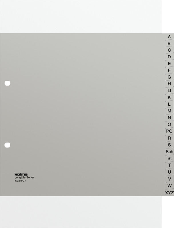 Kolma Register – 24-teilig, PVC, grau, vorgedruckt, teildeckend, 2-fach Lochung – für A4 hoch