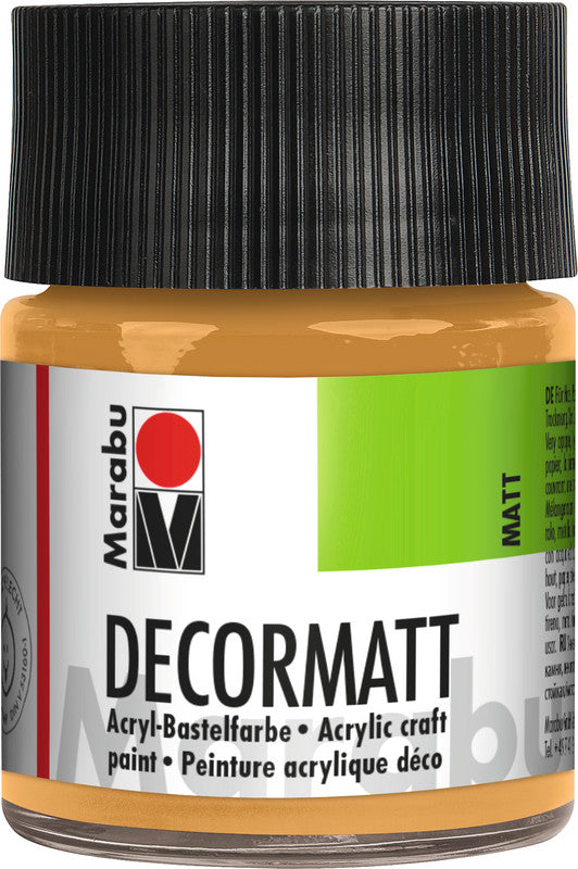 Marabu Decormatt – Acrylfarbe – Gold Metallic, Samtmatt, 50 ml