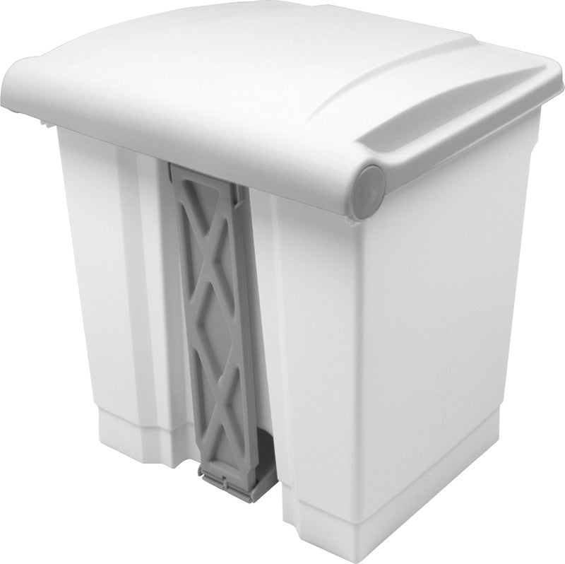 Helit Papierkorb the step – 30 l, mit Deckel – Kunststoff, weiss – B × H × T 410 × 440 × 400 mm