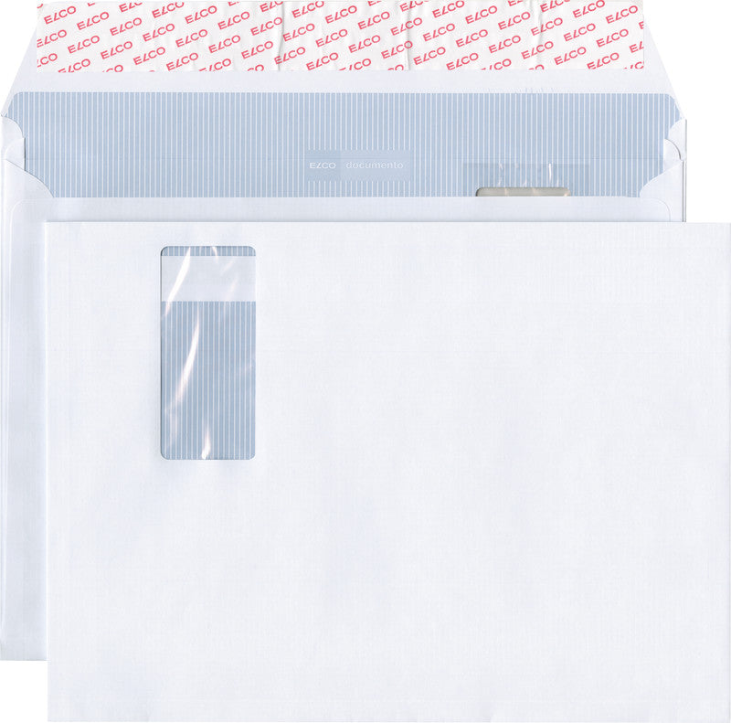 Elco Couvert C4 (324 × 239 mm), mit Fenster, selbstklebend (Optifix), weiss, 120 g/m², Papier – 200 Stk.