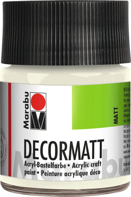 Marabu Decormatt – Acrylfarbe – Weiss, Samtmatt, 50 ml, für Holz, Karton & Papier