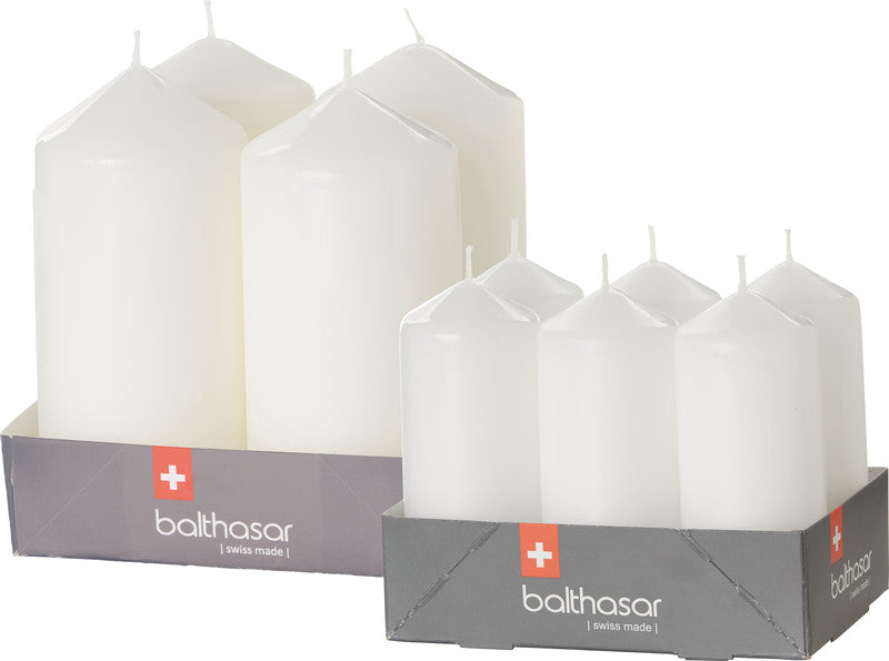Balthasar Zylinderkerze, weiss, 9,5 cm, Ø 4 cm, 6er-Set – für Innenbereich