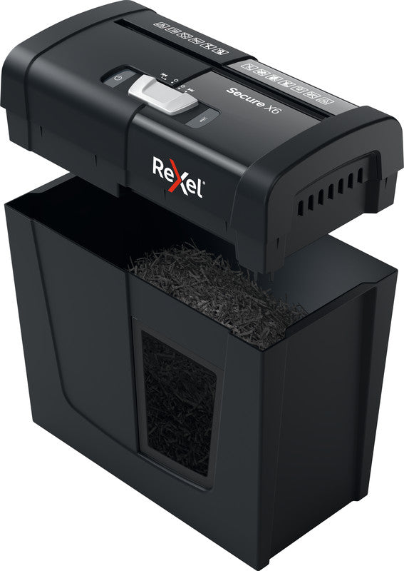 Rexel Secure X6 – Aktenvernichter, DIN P-4, Partikelschnitt 4 × 40 mm, 6 Blatt, 10 l, A4