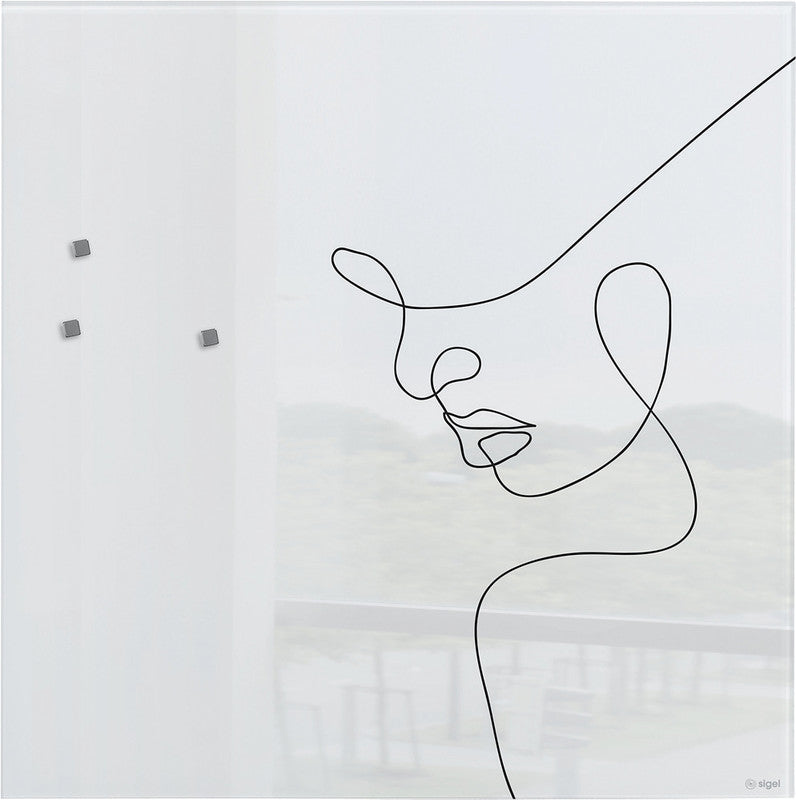 Sigel Whiteboard – 48 × 48 cm, Glas, magnetisch, Wandmontage, inkl. Magnete, Montagesatz