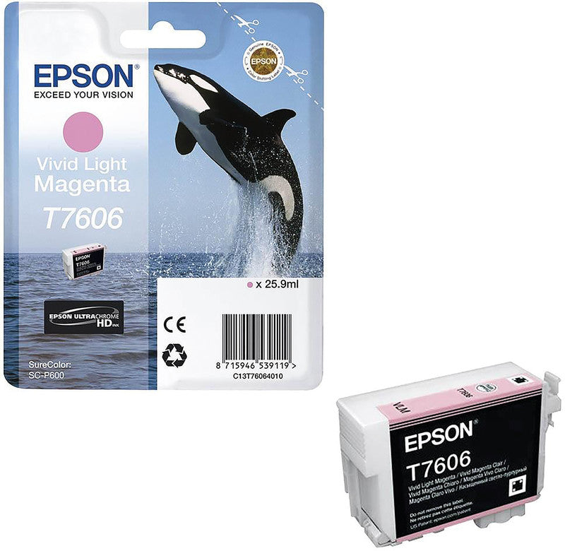 Epson Tintenpatrone T7606, helles Magenta, 25,9 ml