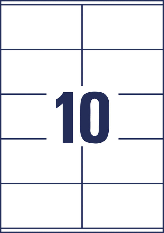 Avery Etiketten auf A4-Bögen, 105 mm × 57 mm, Weiss, Papier, Permanent, 1000 Etiketten (100 Blätter)
