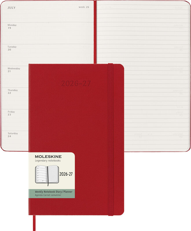 Moleskine Schüleragenda – 1 Woche/1 Seite, gebunden, 13 × 21 cm, 18 Monate Jul–Dez, 2026/2027, FSC