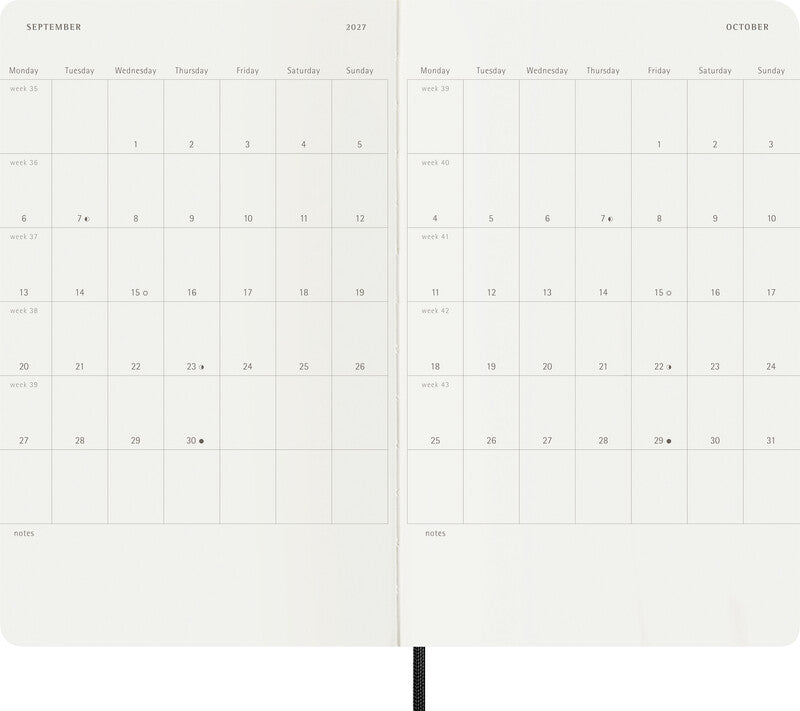 Moleskine Soft Cover Schüleragenda – 1 Woche/1 Seite, gebunden, 13 × 21 cm, 18 Monate Jul–Dez, 2026/2027, FSC