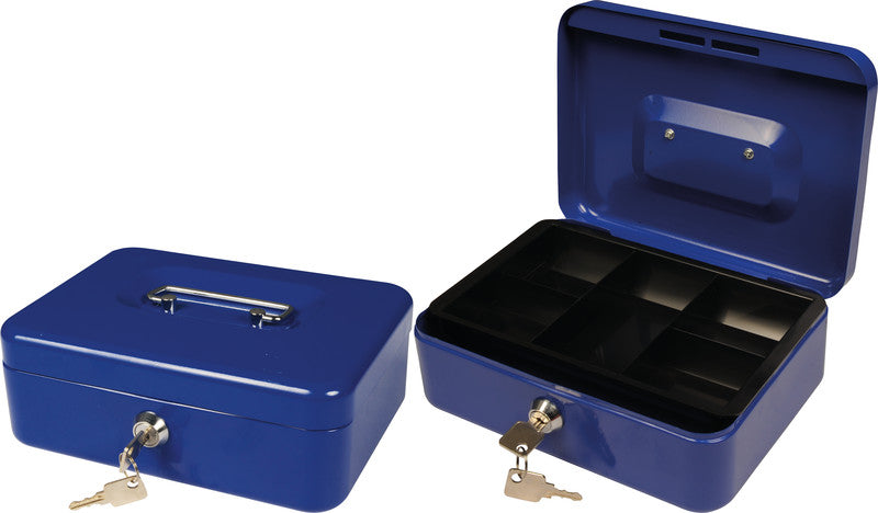 Q-Connect – Geldkassette – mit Schlüssel – 20,7 × 15,7 × 7,7 cm – Blau – Stahl