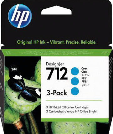 HP Tintenpatronen-Multipack 712, cyan, 3er-Pack – für Inkjetdrucker