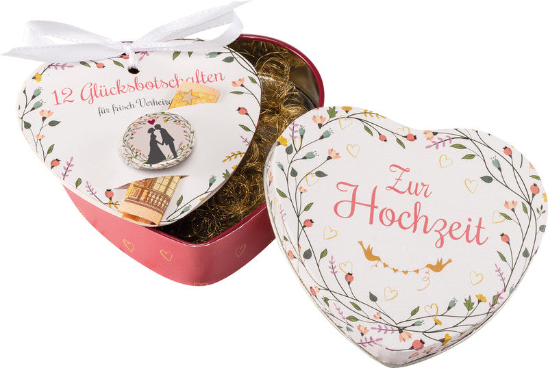 Brunnen verlag Geschenkbox – Hochzeit – mit 12 Glücksbotschaften, Magnetbutton – 120 × 110 mm