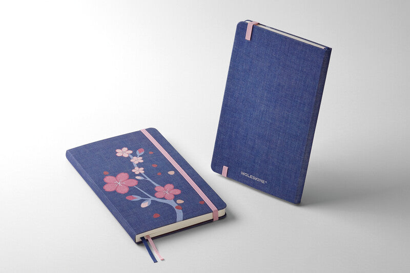 Moleskine Notizbuch Limited Edition Sakura, 130 × 210 mm, liniert, Leimbindung, 176 Seiten, 100 g/m² – blau