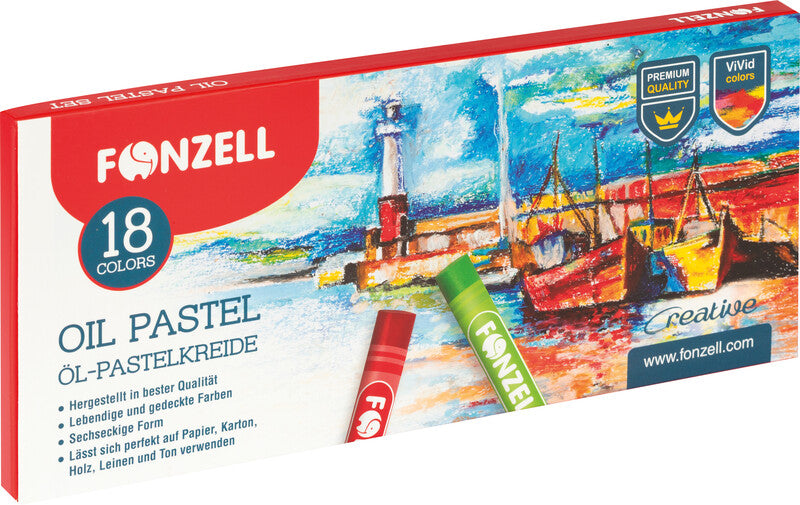 Fonzell Ölpastelle – Set – 18 Farben, für dunkles Papier