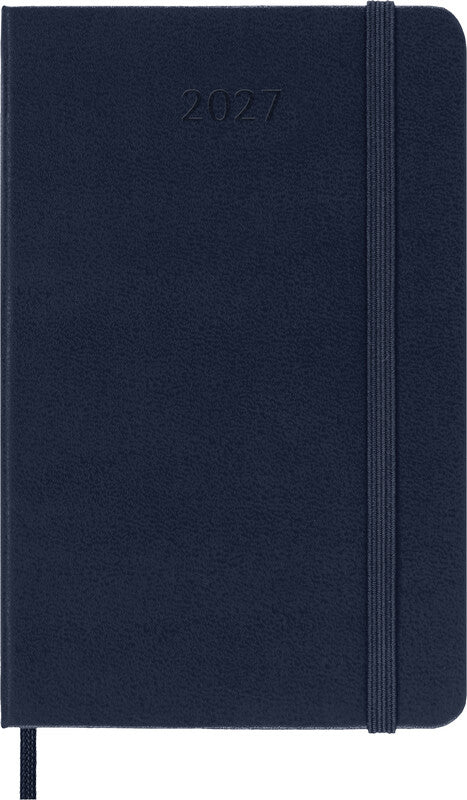 Moleskine Wochenagenda – 1 Woche/1 Seite, gebunden, 9 × 14 cm, 2027, Englisch, Saphirblau, FSC