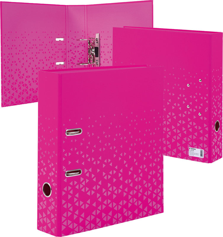 HERMA Ordner – A4 hoch – 2-Ring Hebelmechanik, Rücken 70 mm – pink, Karton, mit Niederhalter